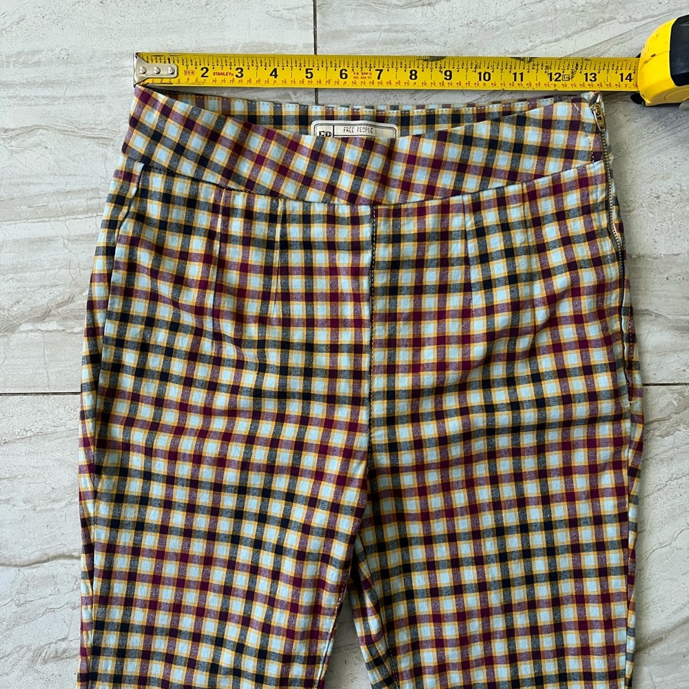 Free People Red, White & Blue Plaid Skinny Pants Preppy Grunge Y2K look - Picture 4 of 5